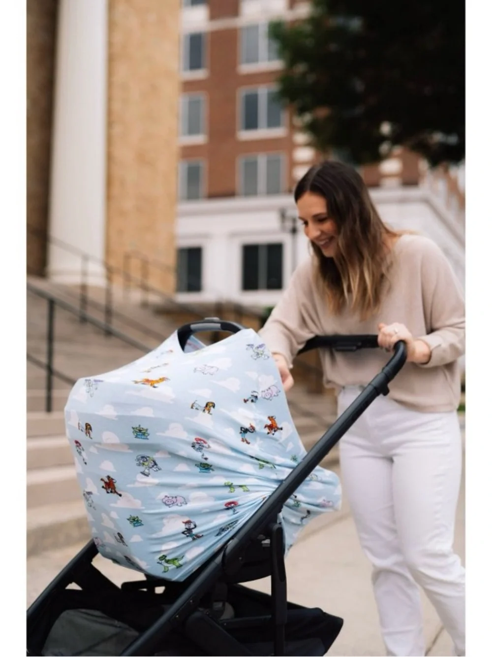 Light Blue Kids Nursing Cover with Toy Story Characters
